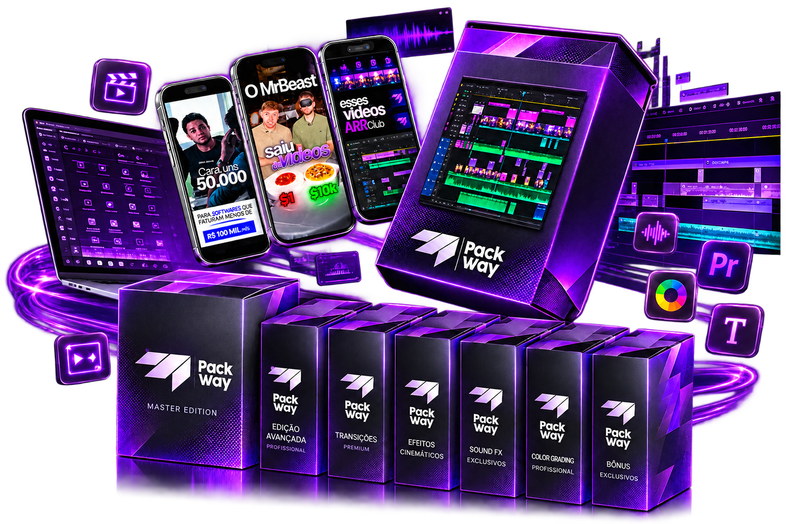 Pack Way Premium — caixas de todos os módulos do pack