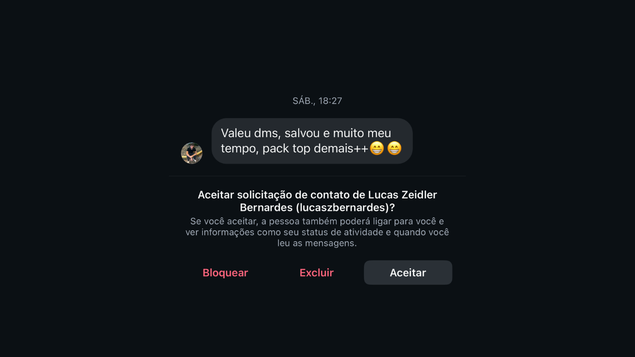 Depoimento real de cliente: Valeu demais, salvou muito meu tempo, pack top demais